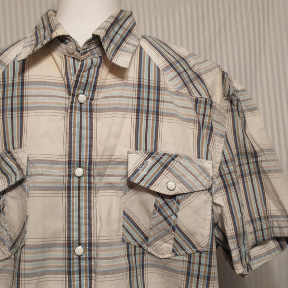 American Eagle Plaid Short Sleeves Shirt XL Cotton - Picture 2 of 11